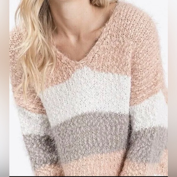 Davi Dani Tunic Long Line Sweater Womens Medium Oversized Popcorn Knit Neutrals - Picture 11 of 13